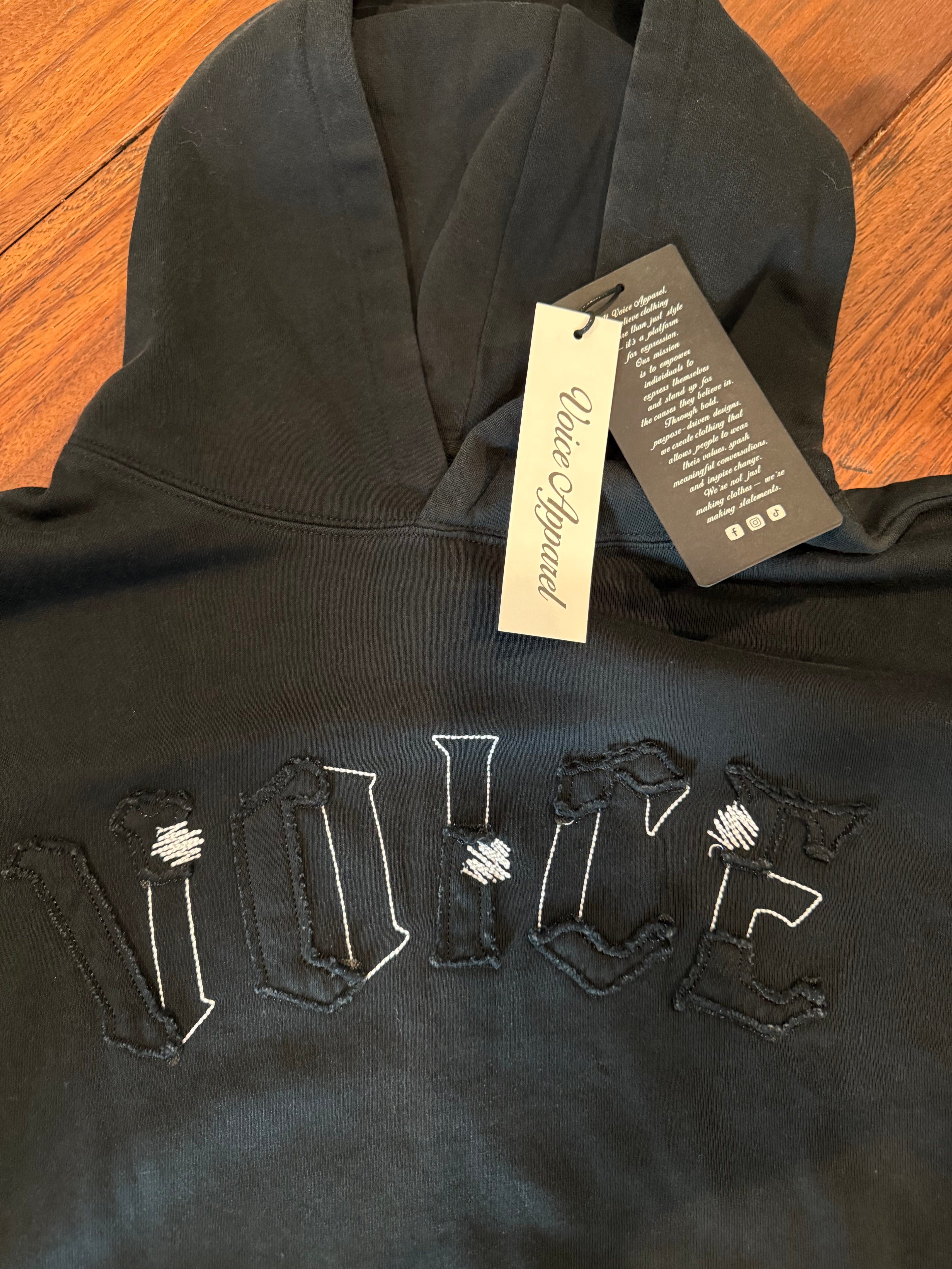 Long Sleeve "Voice" Hoodie with fabric appliqué